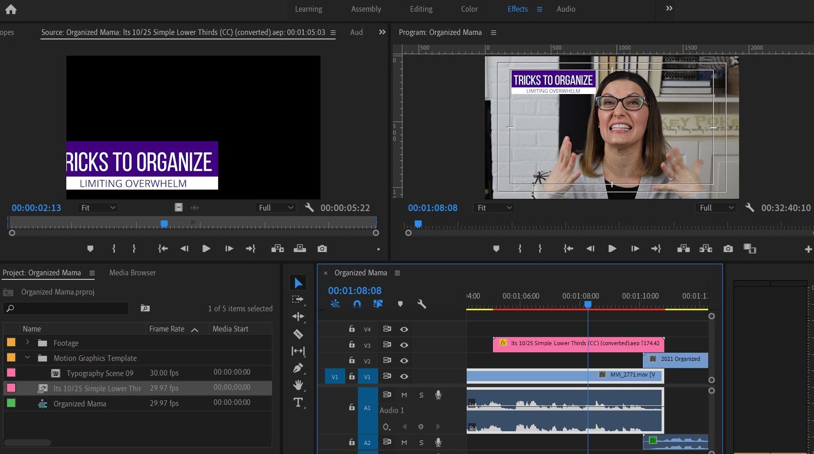2021-03-08 1627 hours (Inserting Episode Title Card on a Video for Organized Mama)