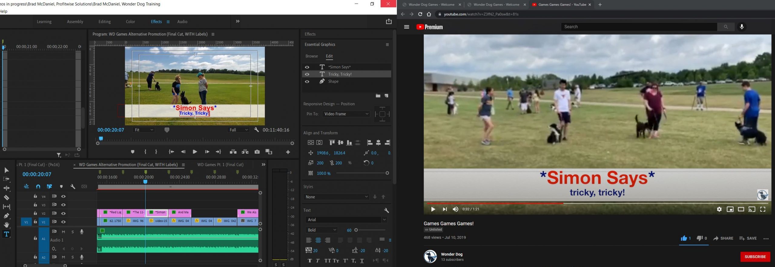 2021-08-08 1551 hours (Inserting Title Card of Additional Activity to Increase Variety for Promotional Video for Wonder Dogs)