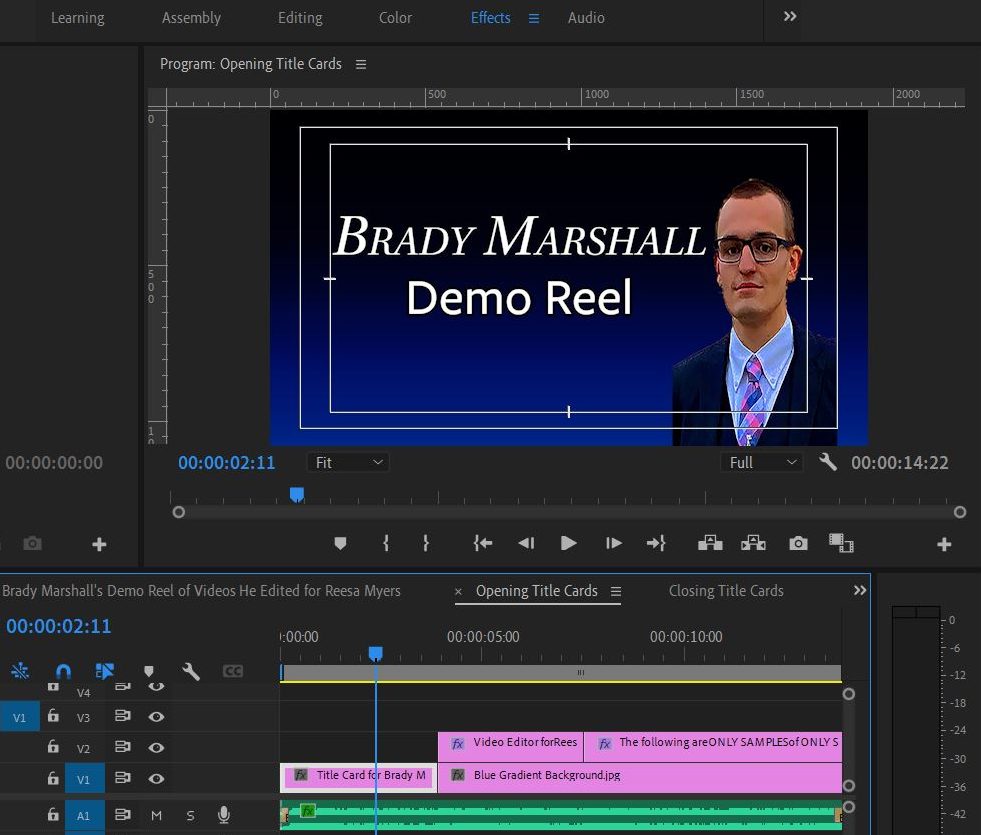 2021-04-15 2147 hours (Setting Up Opening Title Cards for Brady's Demo Reel)