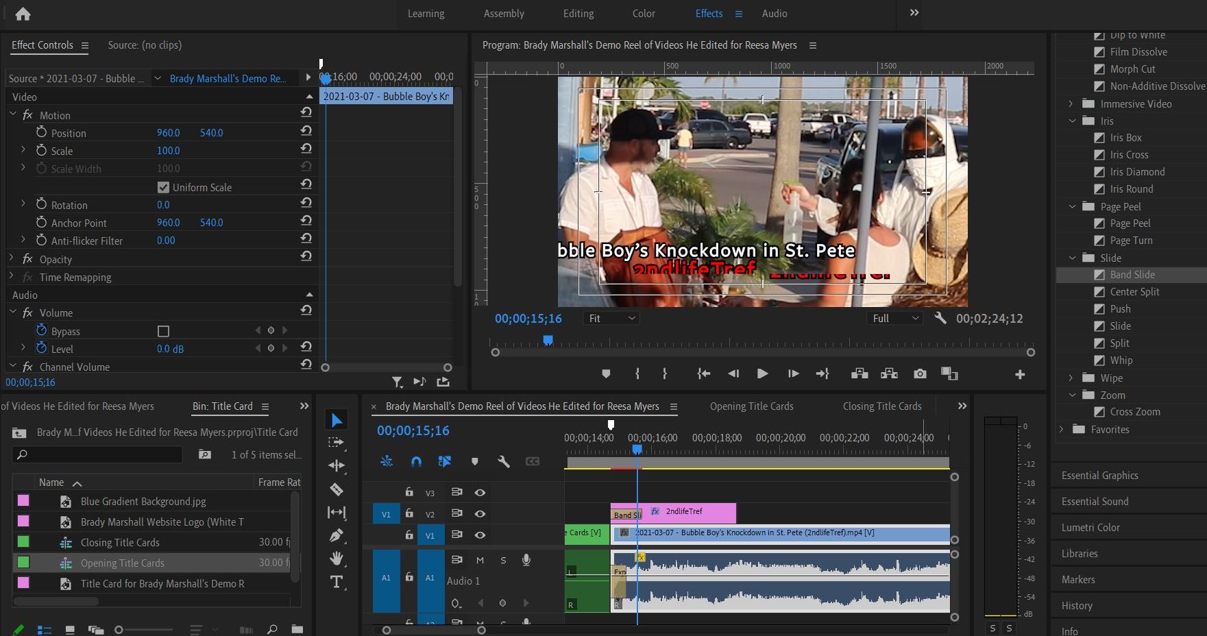 2021-04-15 2232 hours (Setting Up Title Card for Brady's Demo Reel)