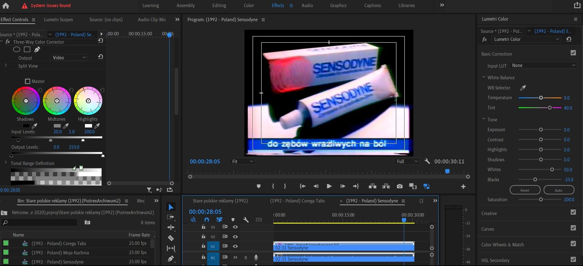 2021-10-29 1708 hours (Continuing to Color-Correct Retromercial from 'Stare polskie reklamy (1992)' to Make Black Background Blacker and White Toothpaste Tube Whiter)