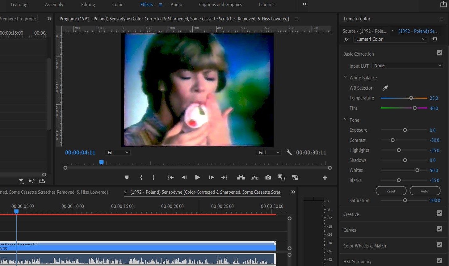 2022-01-21 1452 hours (Adjusting Color-Correction on Commercial for Sensodyne from 'Stare polskie reklamy (1992)')