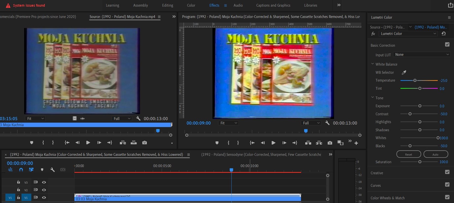 2022-01-22 2328 hours (Adjusting Color-Correction for Better Match Against Original Version on Commercial for Moja Kuchnia from 'Stare polskie reklamy (1992)')