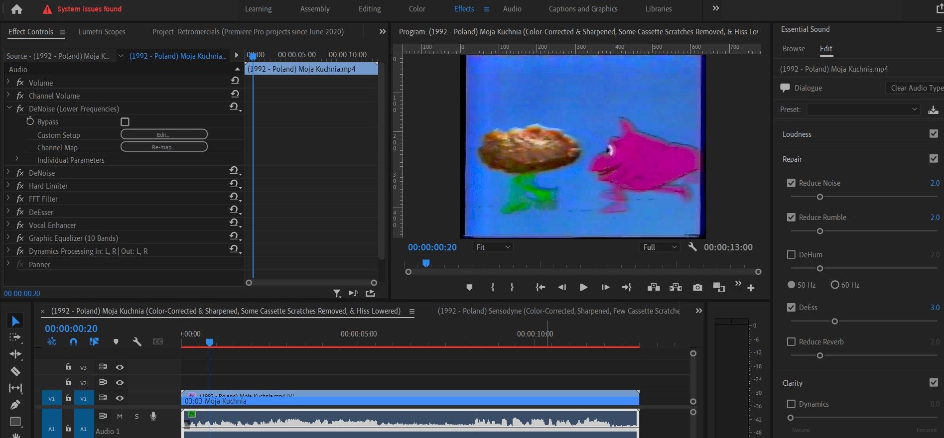 2022-01-22 2333 hours (Adjusting Audio Quality to Sound Less Distorted on Commercial for Moja Kuchnia from 'Stare polskie reklamy (1992)')
