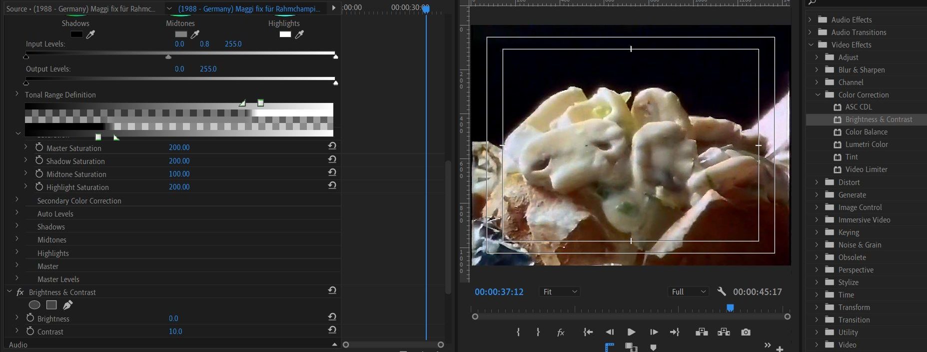 2022-06-04 1431 hours (Beginning to Color-Correct a Retromercial from Appearing Slightly Faded)