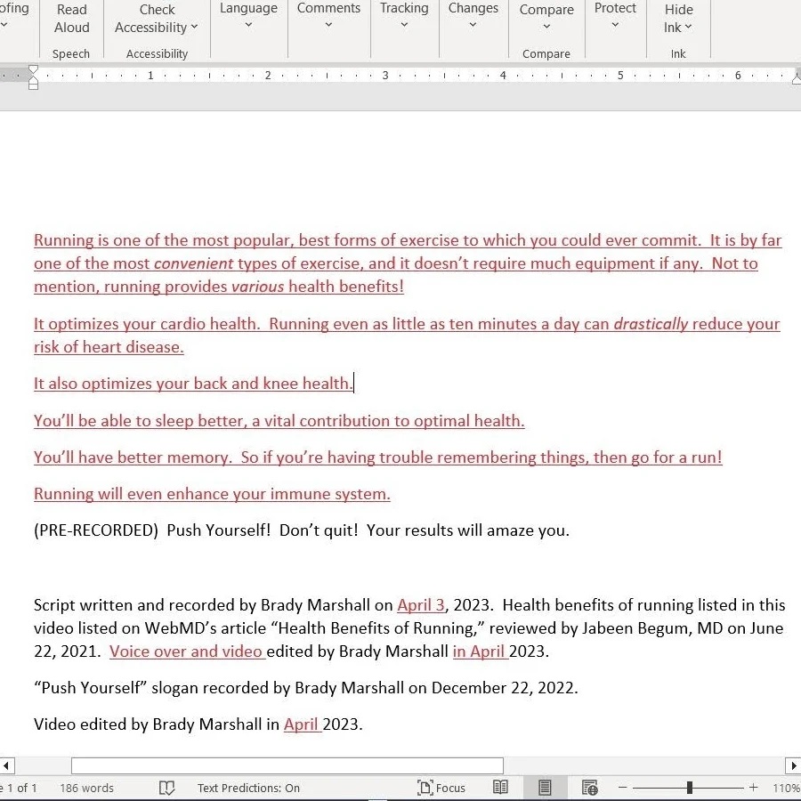 2023-04-03 1630 hours (Writing Script based on Research from WebMD)