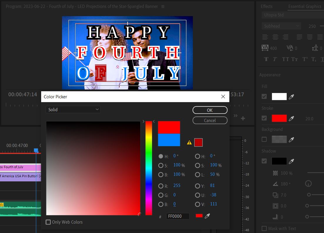 2023-06-27 0852 hours (Adjusting Stroke Colors on Letters of 'Of' for the Patriotic Red White & Blue)
