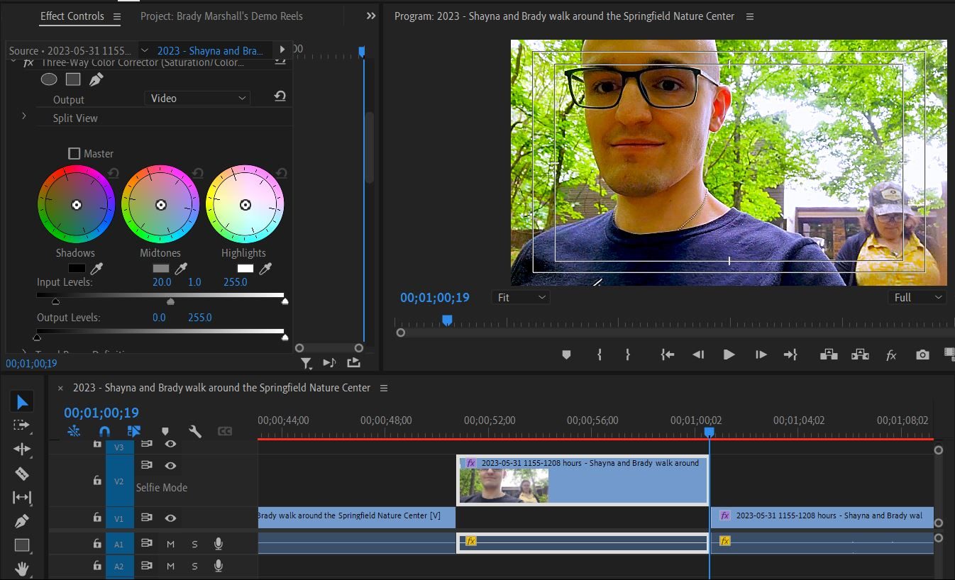 2023-07-04 1458 hours (Starting to Trim Out Switches Between Normal and Selfie Modes on Saturated Video)