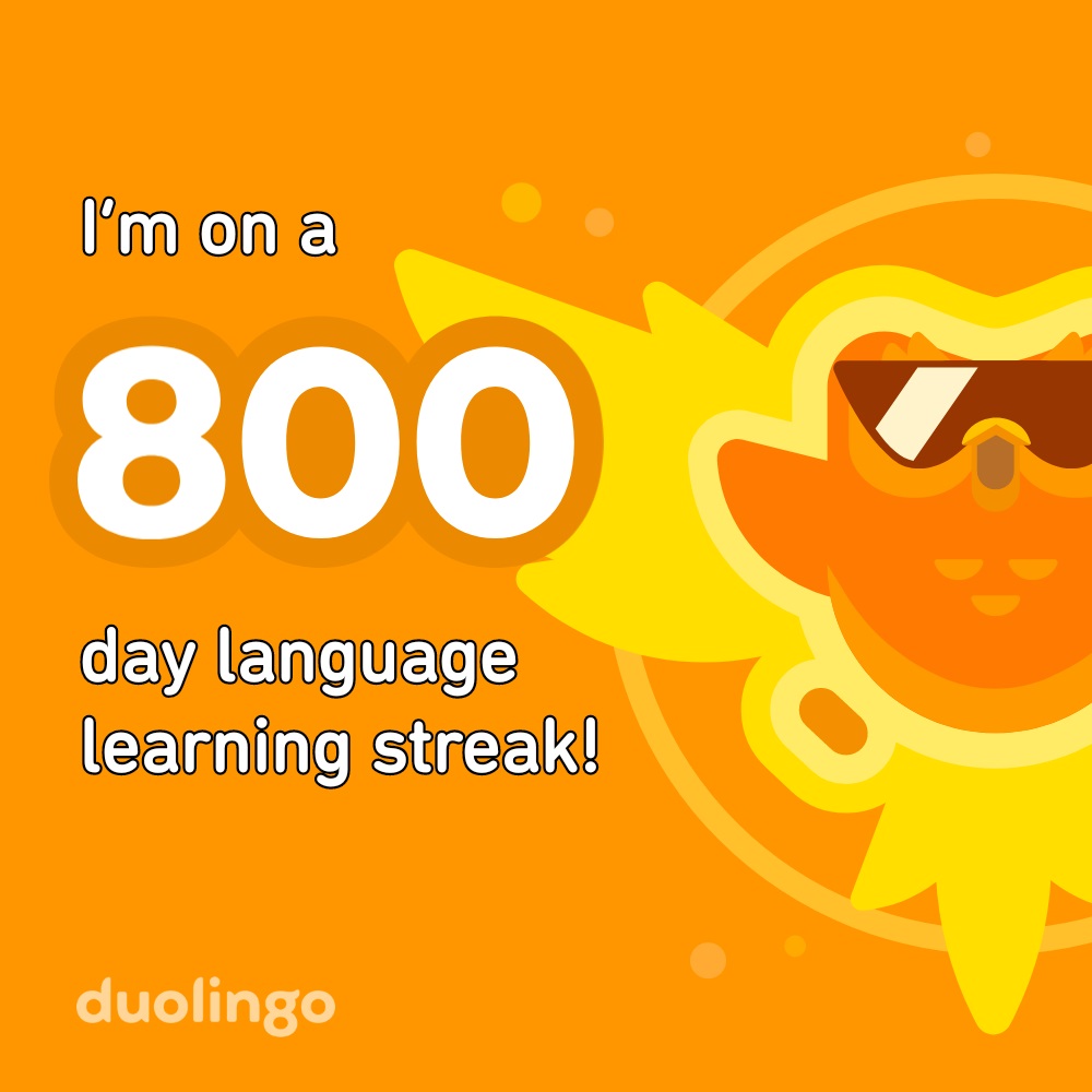 2023-09-19 0847 hours - Brady Marshall's 800-Day Streak on Duolingo