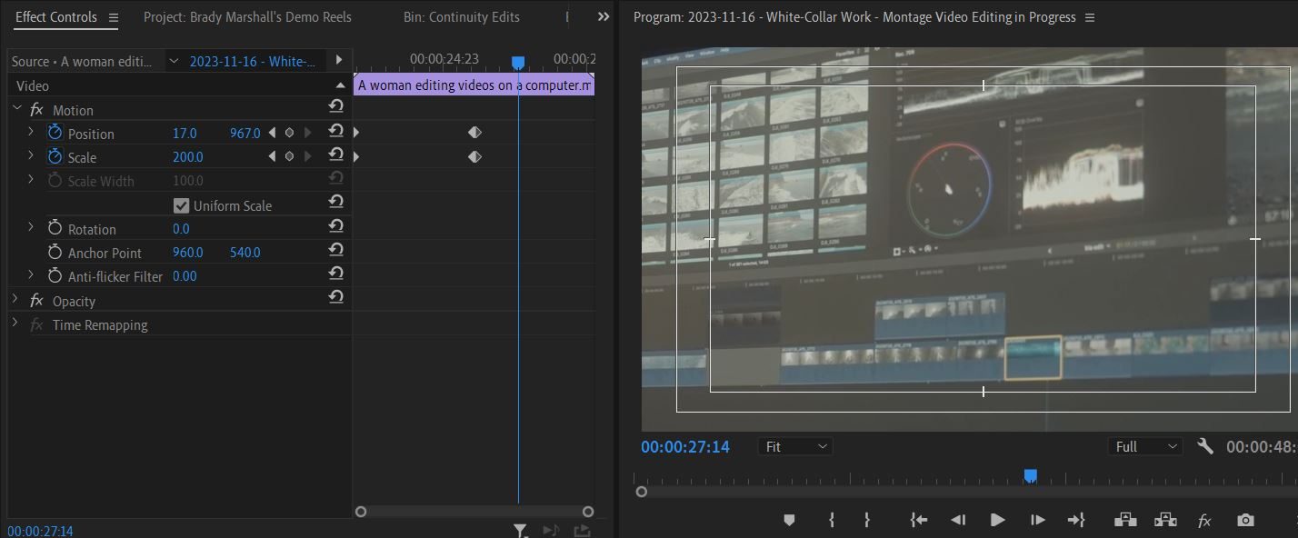 2023-11-16 1821 hours (Zoomed In Second Half of 'A woman editing videos on a computer' to Maintain Rhythmic Cutting and Focus on Color Effects, the Focal Point)