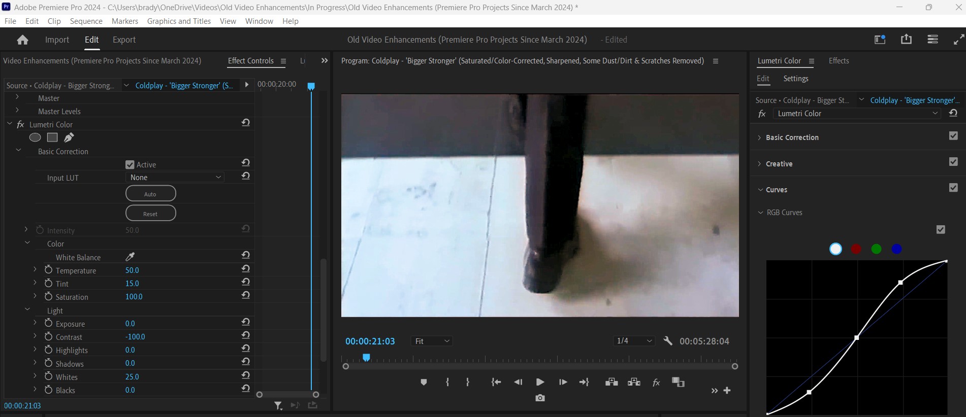 2024-03-20 1347 (Trial and Error Color-Correcting Ground Level Shot of Man Walking for Whiter White and Grayer Gray)