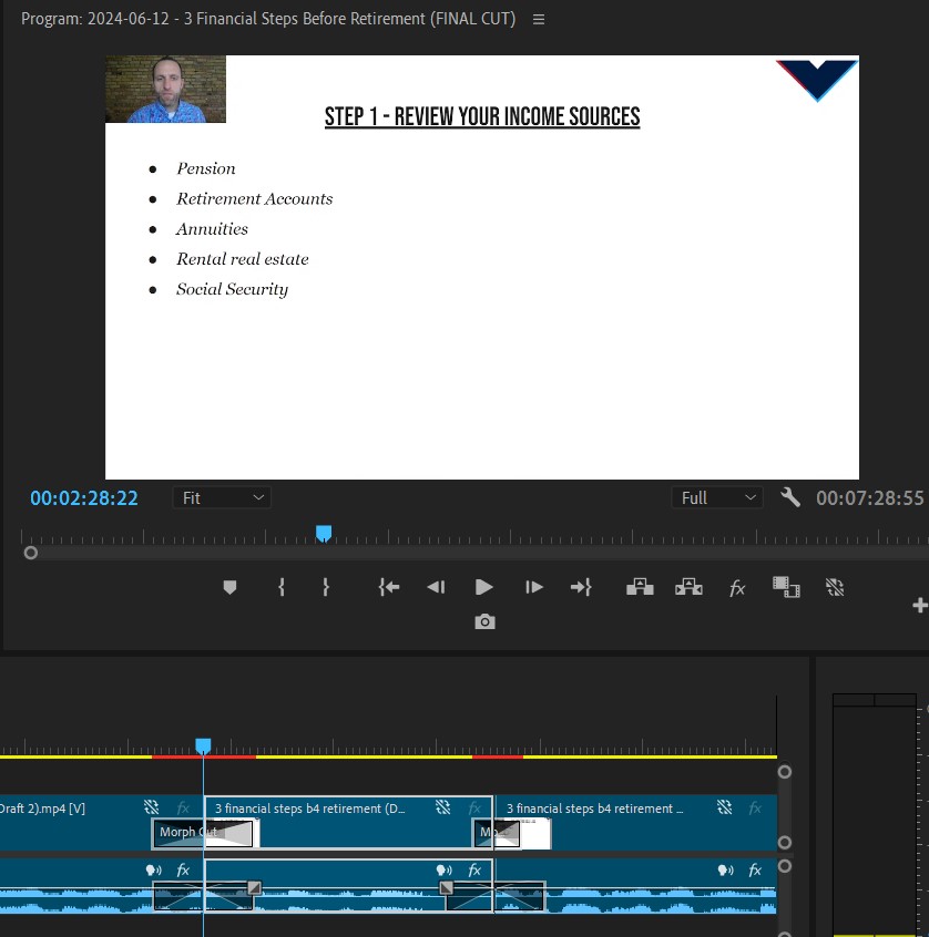 2024-06-12 1532 hours (Inserting Morph Cuts and Constant Power Audio Crossfades to Smoothen Out Michael's Jump Cuts)