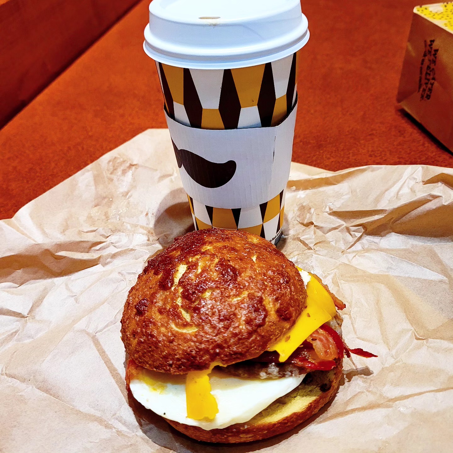 2024-07-19 0610 hours #1 - Einstein Bros' NEW Maplehouse Bagel Sandwich & Caramel Latté