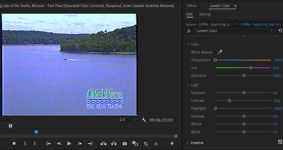 2024-07-23 1053 hours (Trial and Error Color-Correcting Shot of Lake to Make Clouds Noticeable)