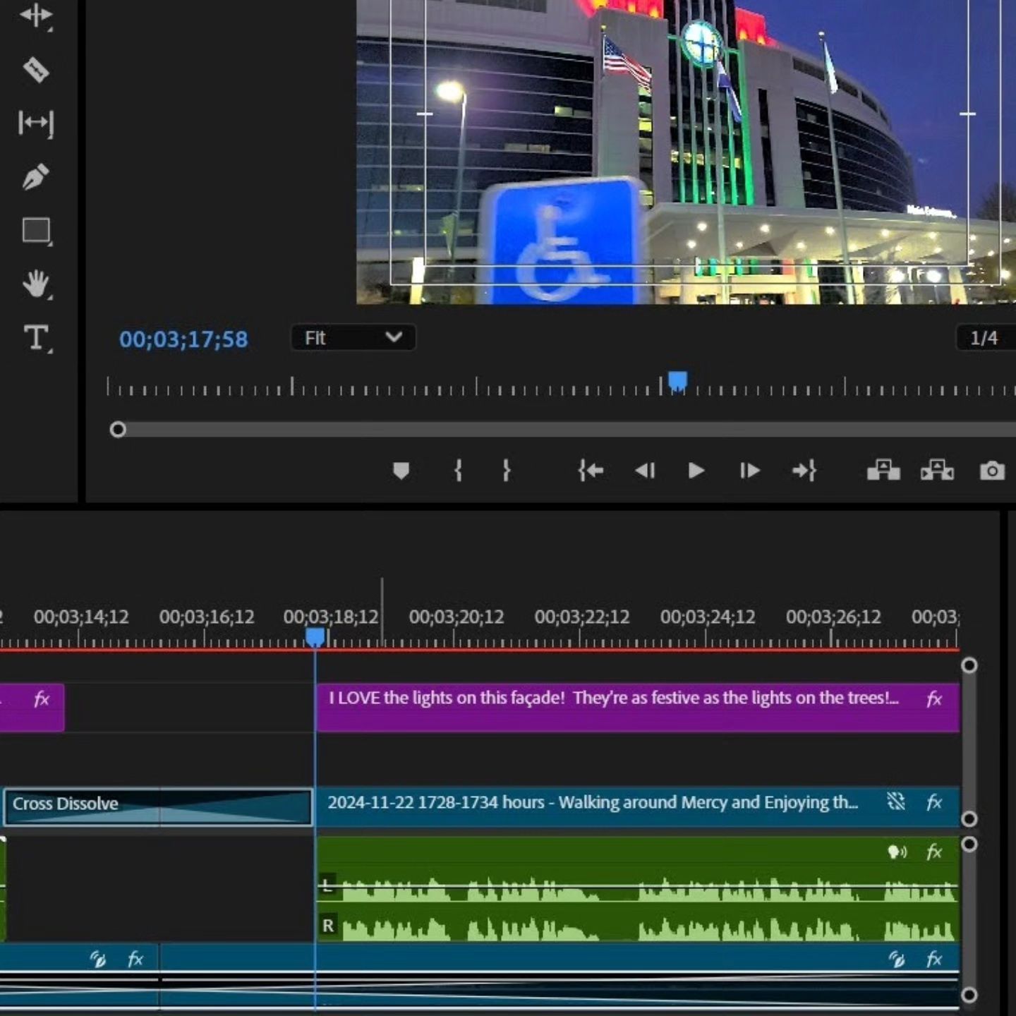 2024-12-13 2258 hours (Re-Trimmed Third Shot to Make Façade Lights Appear Slightly Sooner, Audio Crossfade Increased to 30 Seconds for Very Smooth Transition)