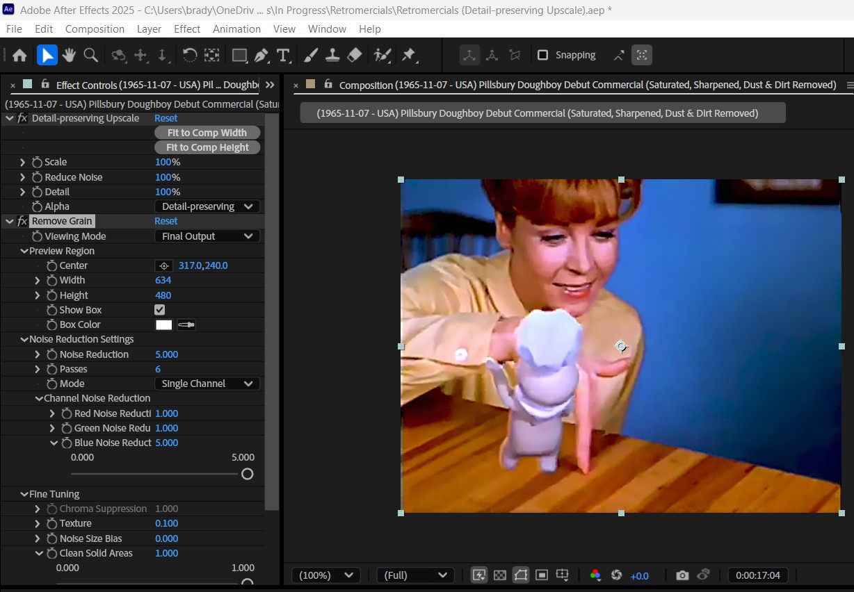 2024-12-27 2256 hours (Trial & Error De-Graining, Especially to Reduce Noticed Distortion from Dust & Scratches Effect, on Adobe After Effects)