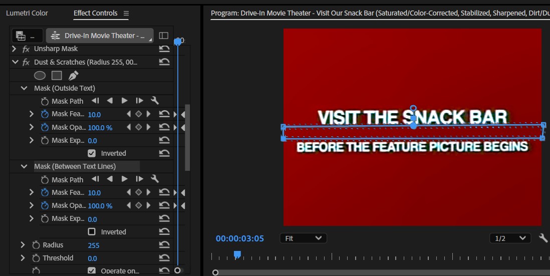 2025-01-07 2358 hours (Cleanly Removing Dirt & Dust from Title Cards using Dust & Scratches Effect)