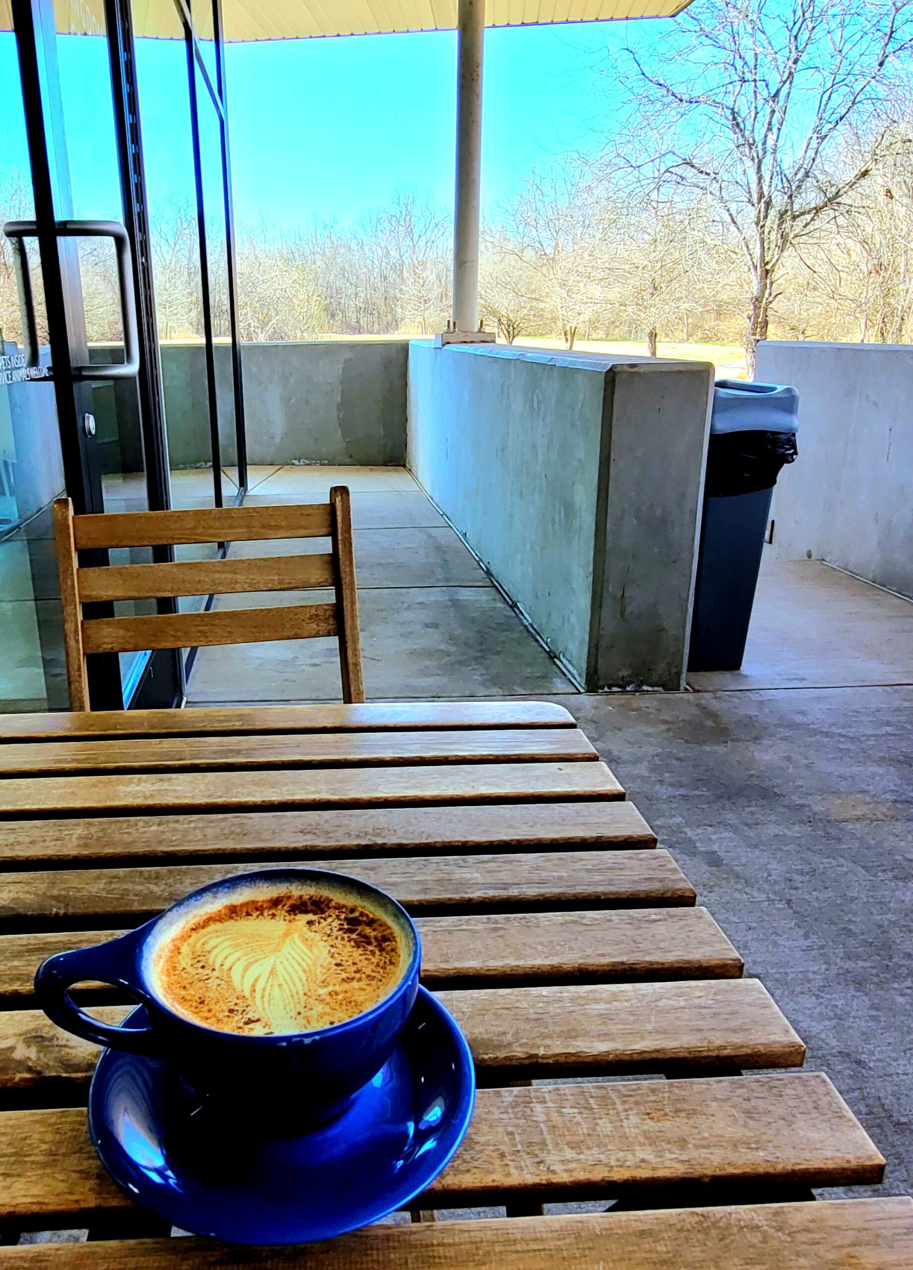 2025-03-10 1623 hours - Enjoying Coffee at Kingdom Coffee Lone Pine with a View of Nature around Galloway Creek Greenway Trail