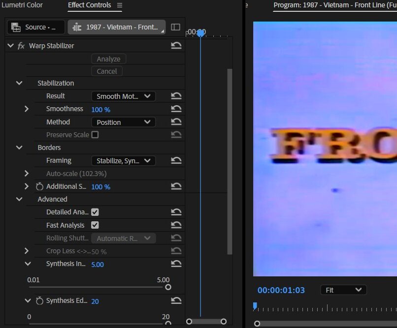 2025-01-24 1345 hours (Successfully Stabilized Saturated Opening Title Card using Warp Stabilizer, Video Enhancement Re-Started)