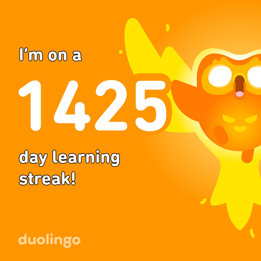 2025-06-06 1155 hours - Brady Marshall's 1,425-Day Streak on Duolingo