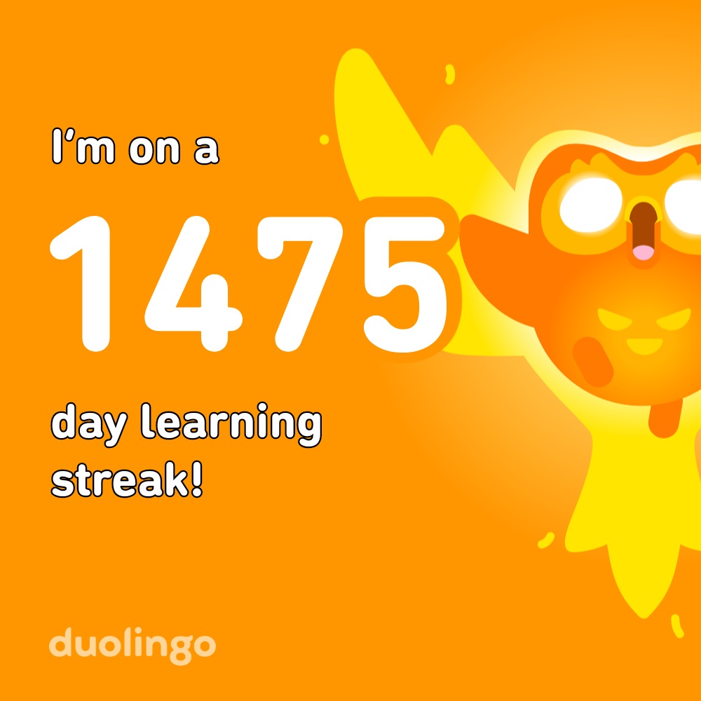 2025-07-26 1121 hours - Brady Marshall's 1,475 Day Streak on Duolingo