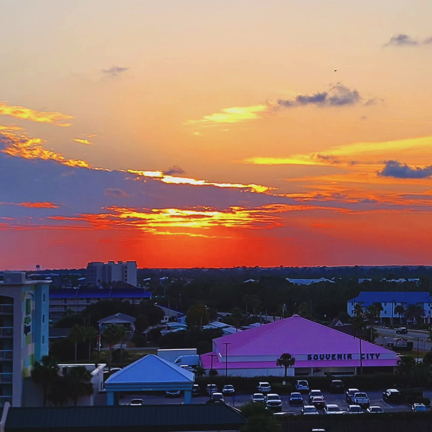 2025-09-21 1830 hours - Spectacular Colorful Sunset seen from Pelican Pointe Condos in Orange Beach, Alabama