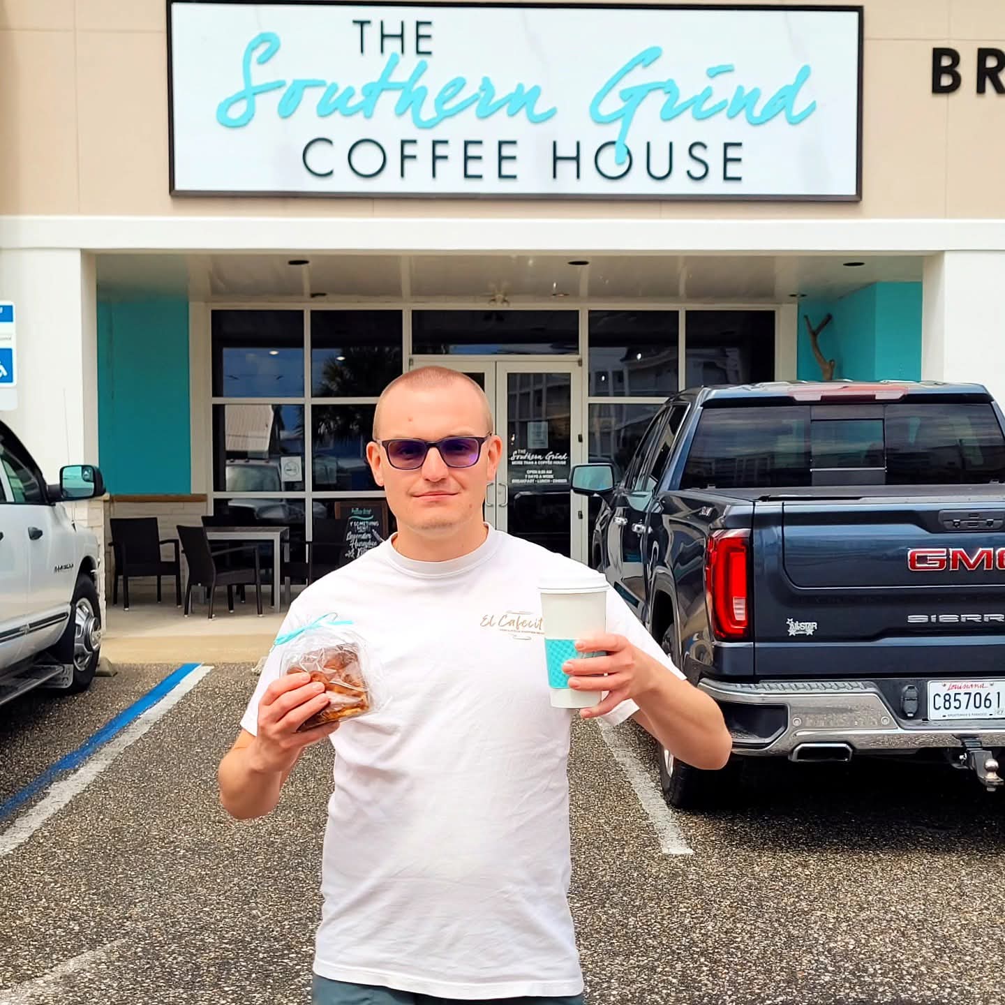 2025-09-25 1244 hours - Brady got Coffee & a Treat at The Southern Grind Coffee House in Orange Beach