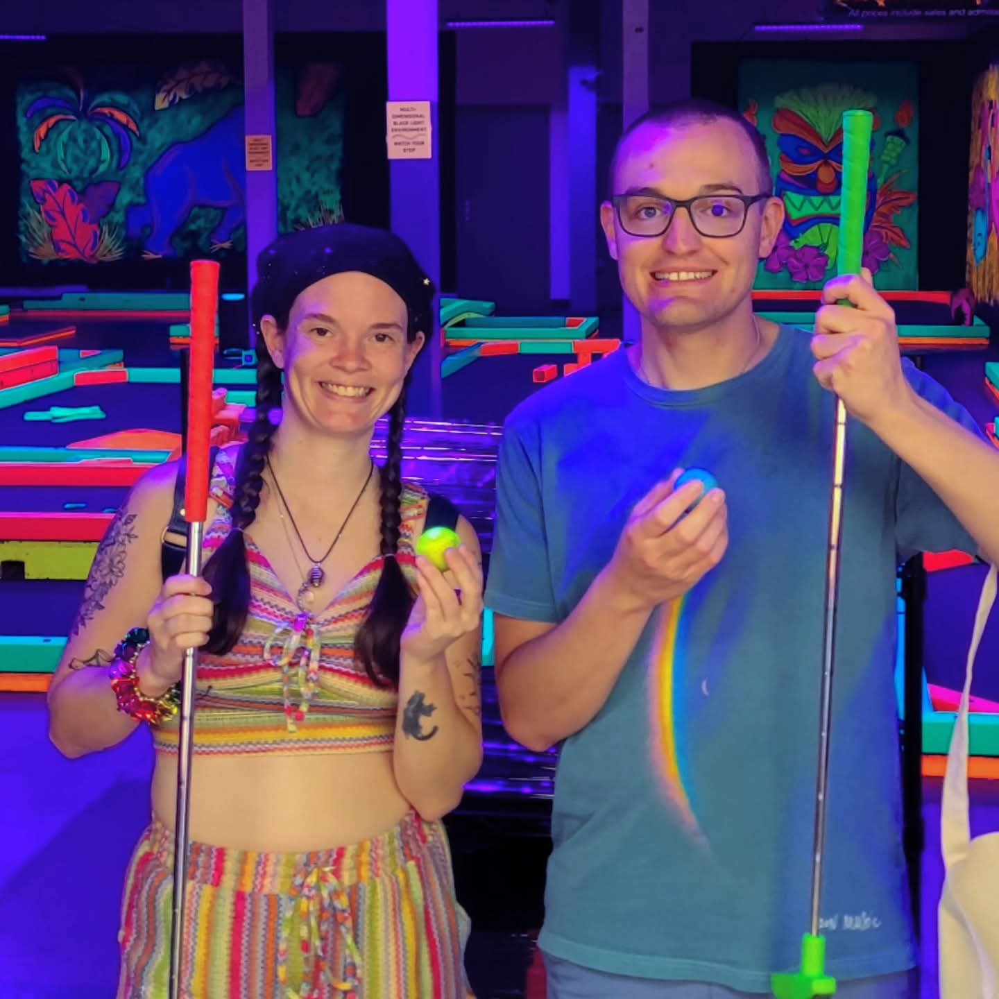 2025-09-30 1601 hours - Autism Buddies Haley & Brady about to 'Game On' at GlowGolf at Battlefield Mall