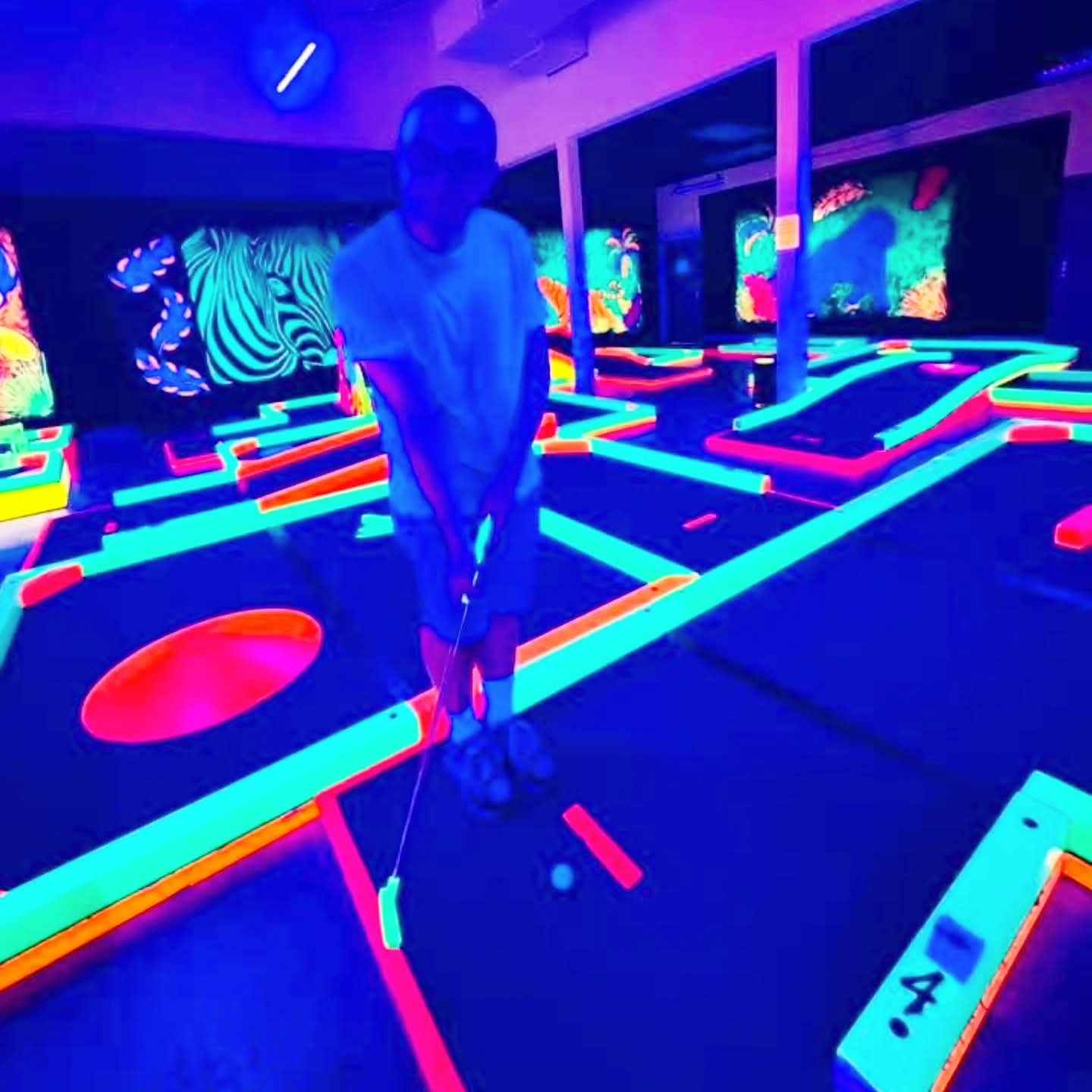 2025-09-30 1608 hours #1 - Brady on the 'Stonehenge' Hole at Glow Golf (Photo)
