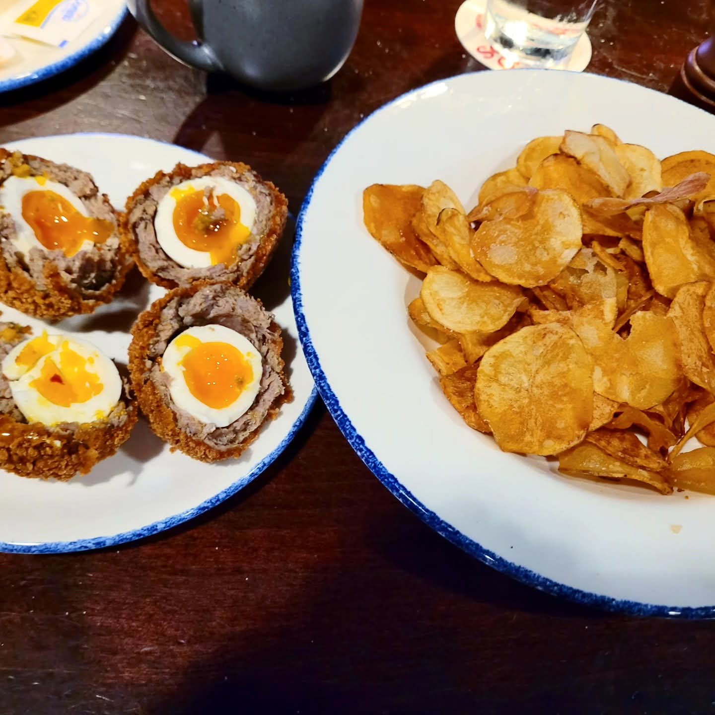 2025-10-06 1135 hours - Scotch Eggs & House Chips at Farmers Gastropub