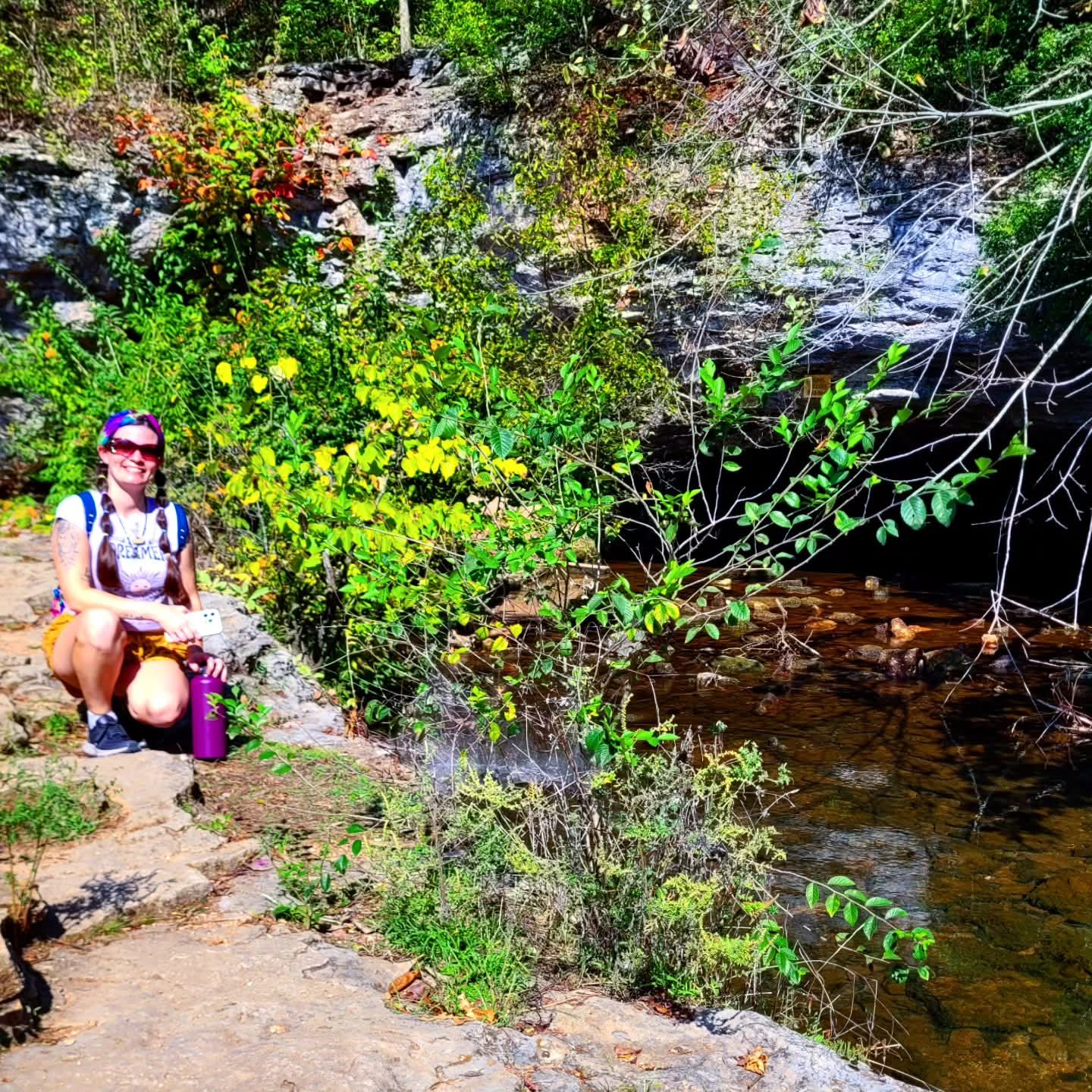 2025-10-06 1437 hours - Haley Kilburn just outside Sequiota Cave at Sequiota Park
