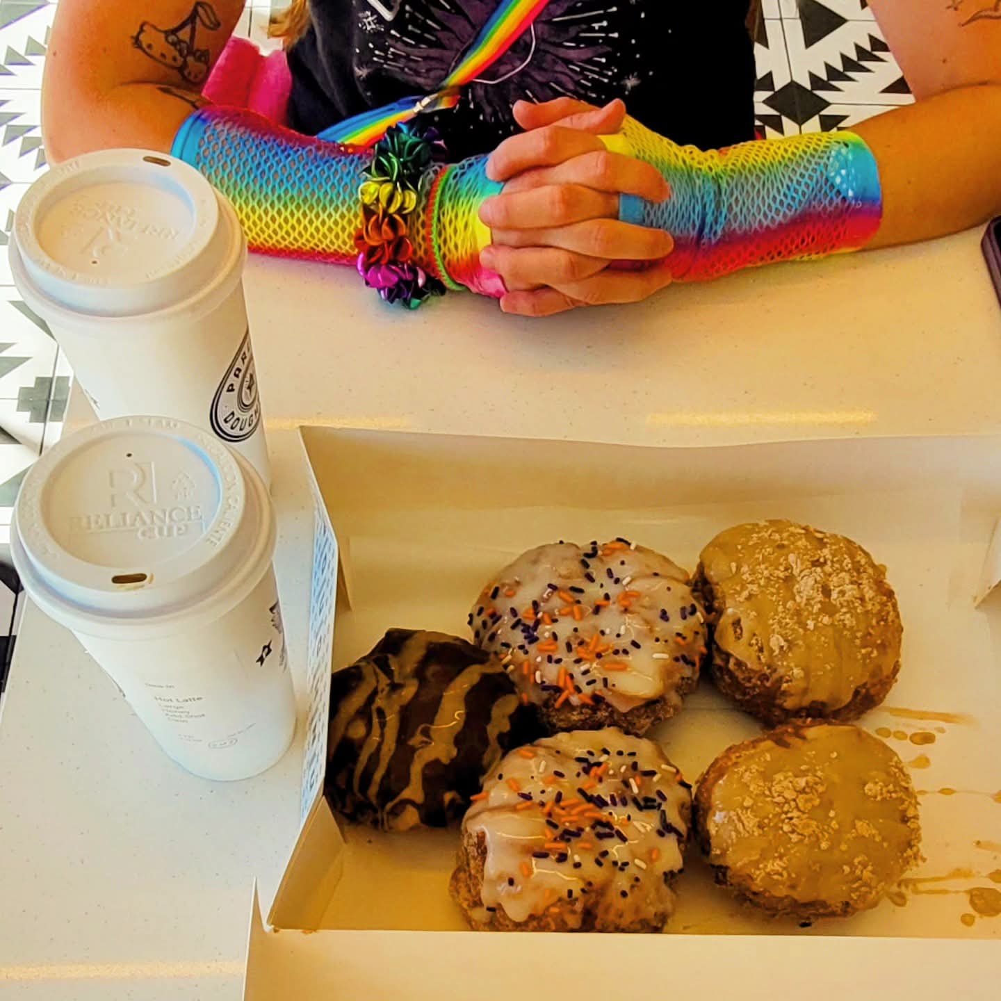 2025-10-31 1430 hours - Peanut Butter Cup, FREE Carnival, & French Toast Doughnuts with Coffee at Parlor Doughnuts Springfield