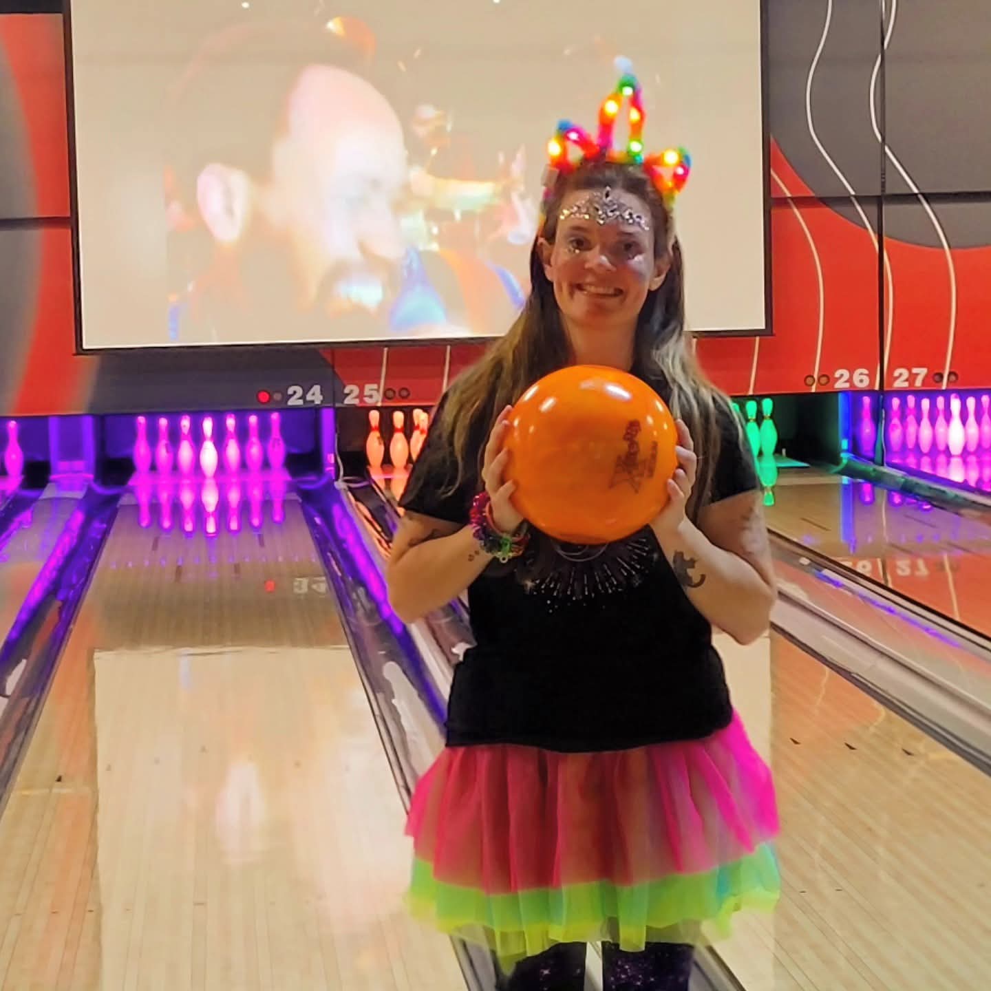 2025-10-31 1510 hours - Rainbow Unicorn Haley Bowling at Andy B's on Halloween MMXXV