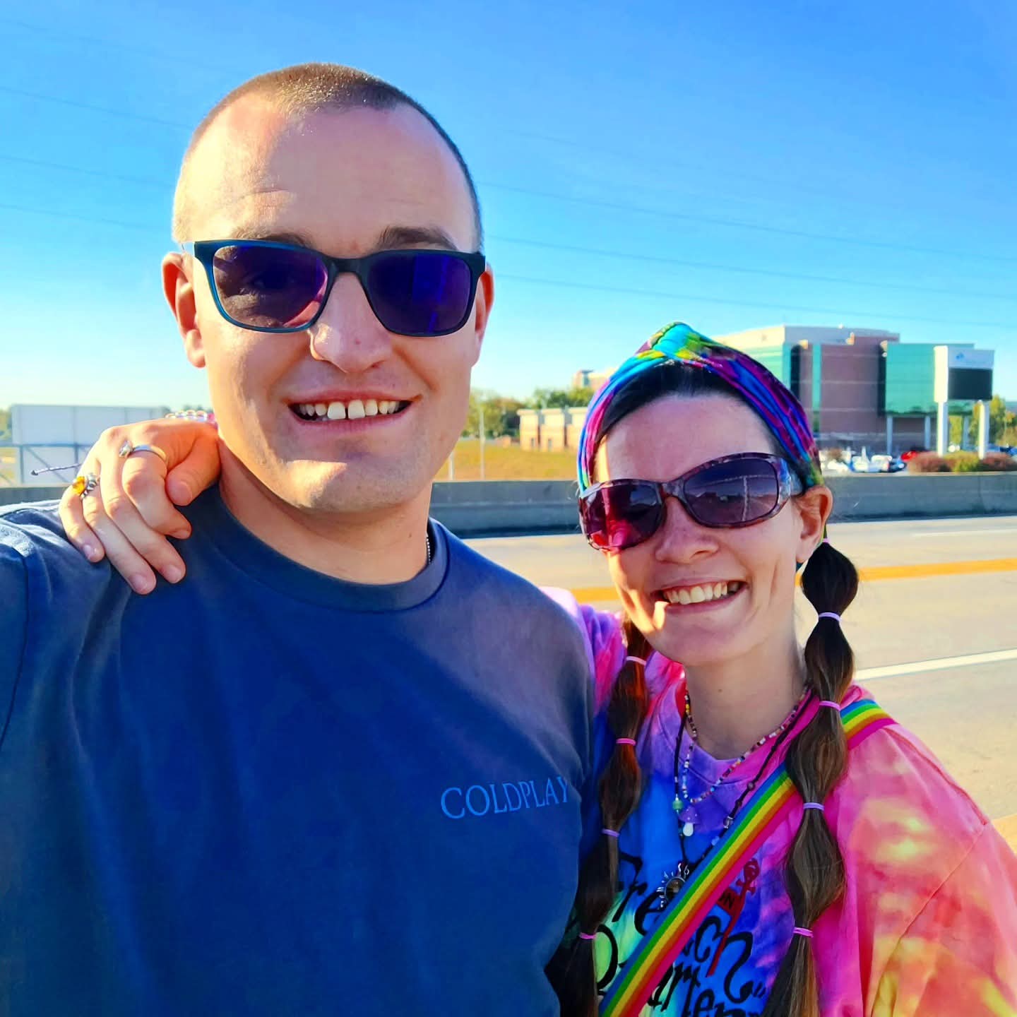 2025-11-03 1437 hours - Autism Buddies Brady & Haley on the Bridge of Fremont Avenue above James River Freeway