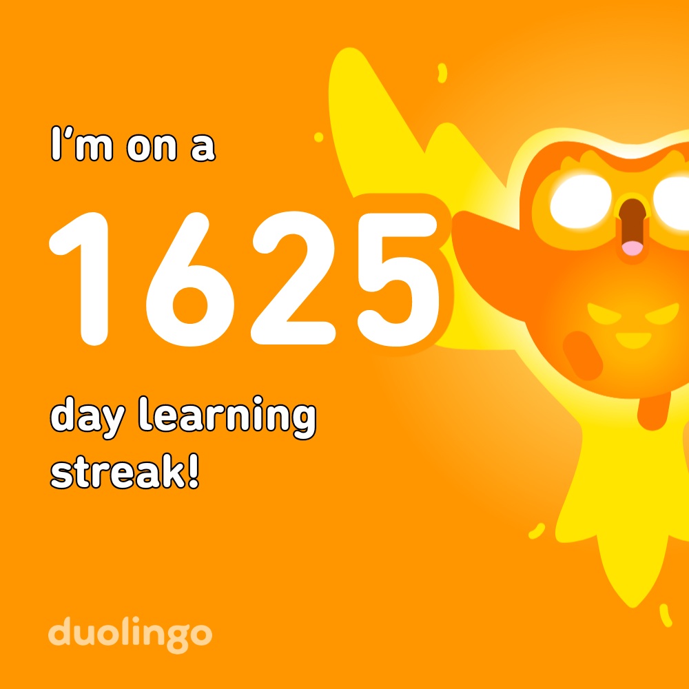 2025-12-23 1040 hours - Brady Marshall's 1,625 Day Streak on Duolingo