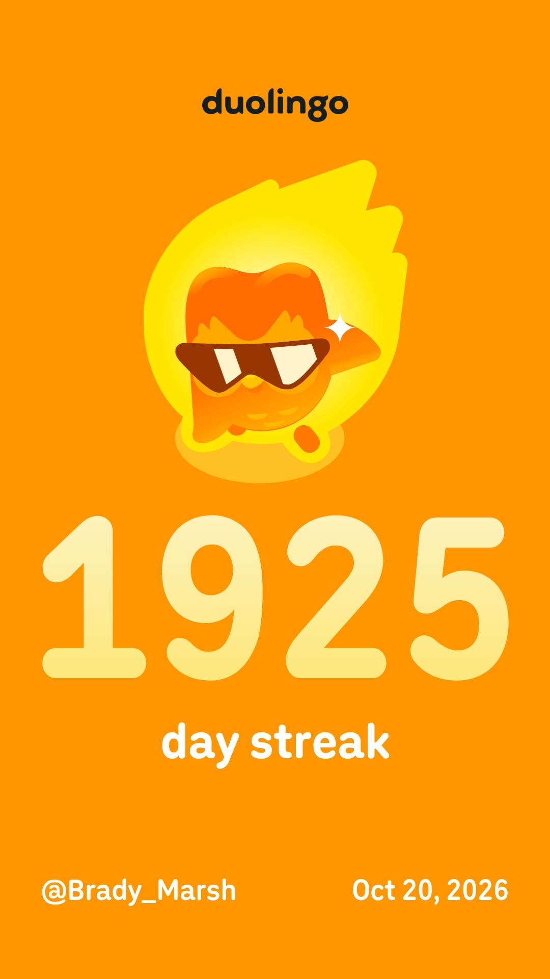 2026-10-20 1049 hours - Brady Marshall's 1,925 Day Streak on Duolingo